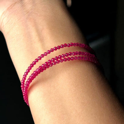 Pink Quartz Beaded Bangle-Wire beaded bangle