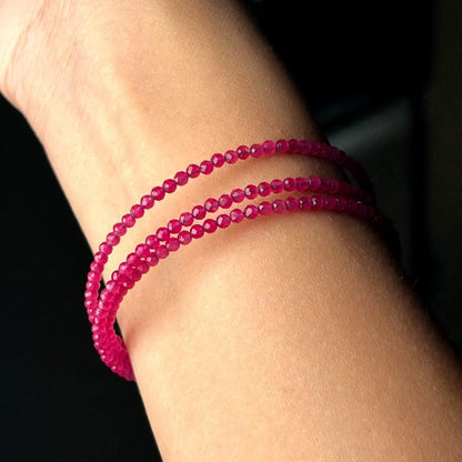 Pink Quartz Beaded Bangle-Wire beaded bangle