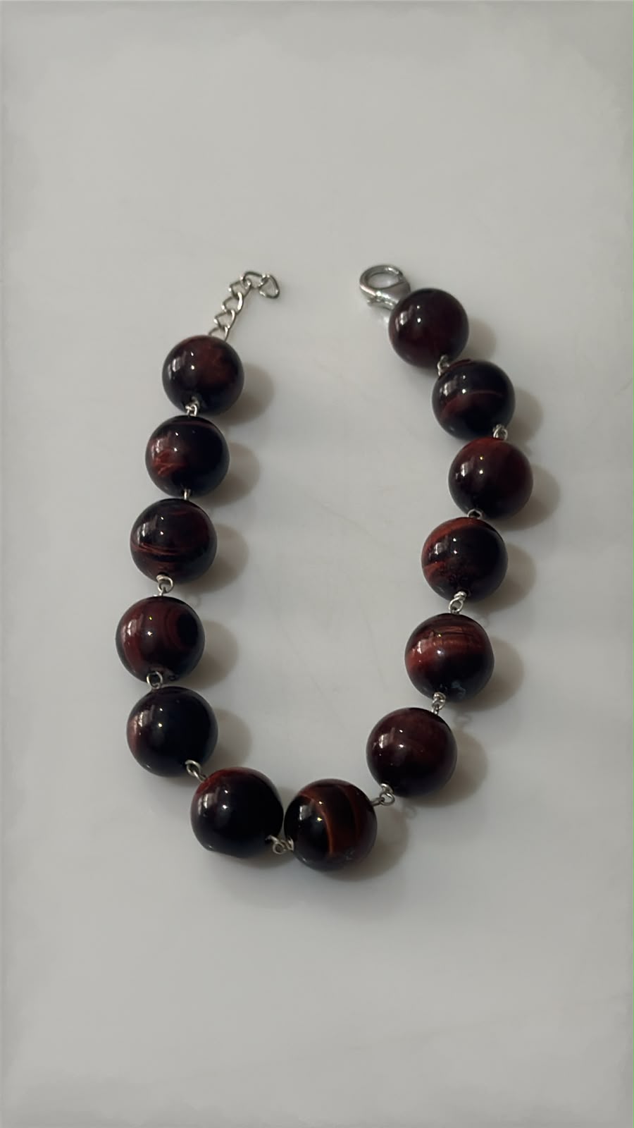 Custom Listing For Red Tiger Eye 14-beads silver link bracelet