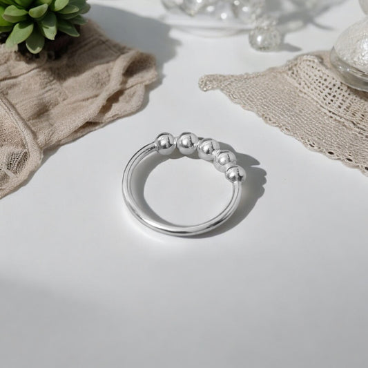 925 Solid Sterling Silver Orbit Ring, Anti-Anxiety Ring, Handmade Ring