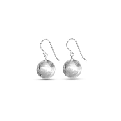 Sterling Silver Textured Ball Drop Earrings – Elegant & Minimalist Design