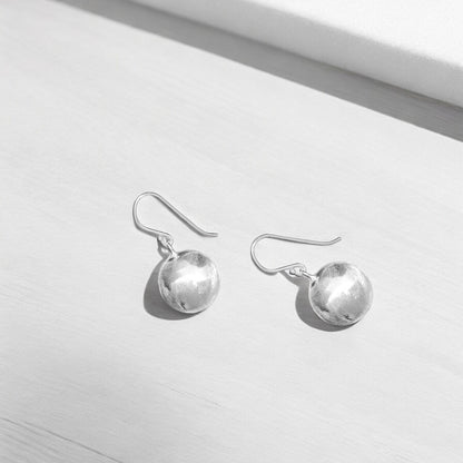 Sterling Silver Textured Ball Drop Earrings – Elegant & Minimalist Design