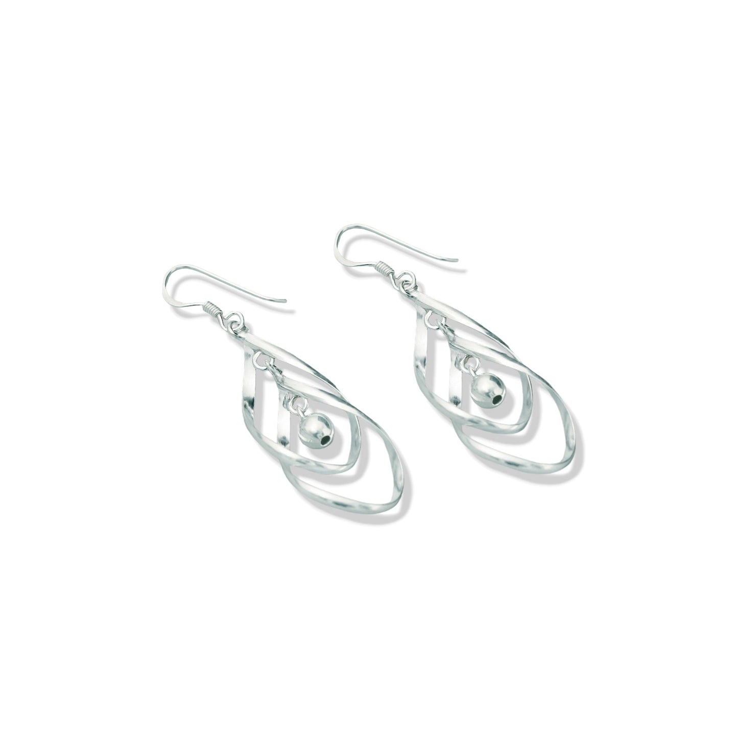 925 Solid Sterling Silver Hoop and Dangle Silver Ball Earrings