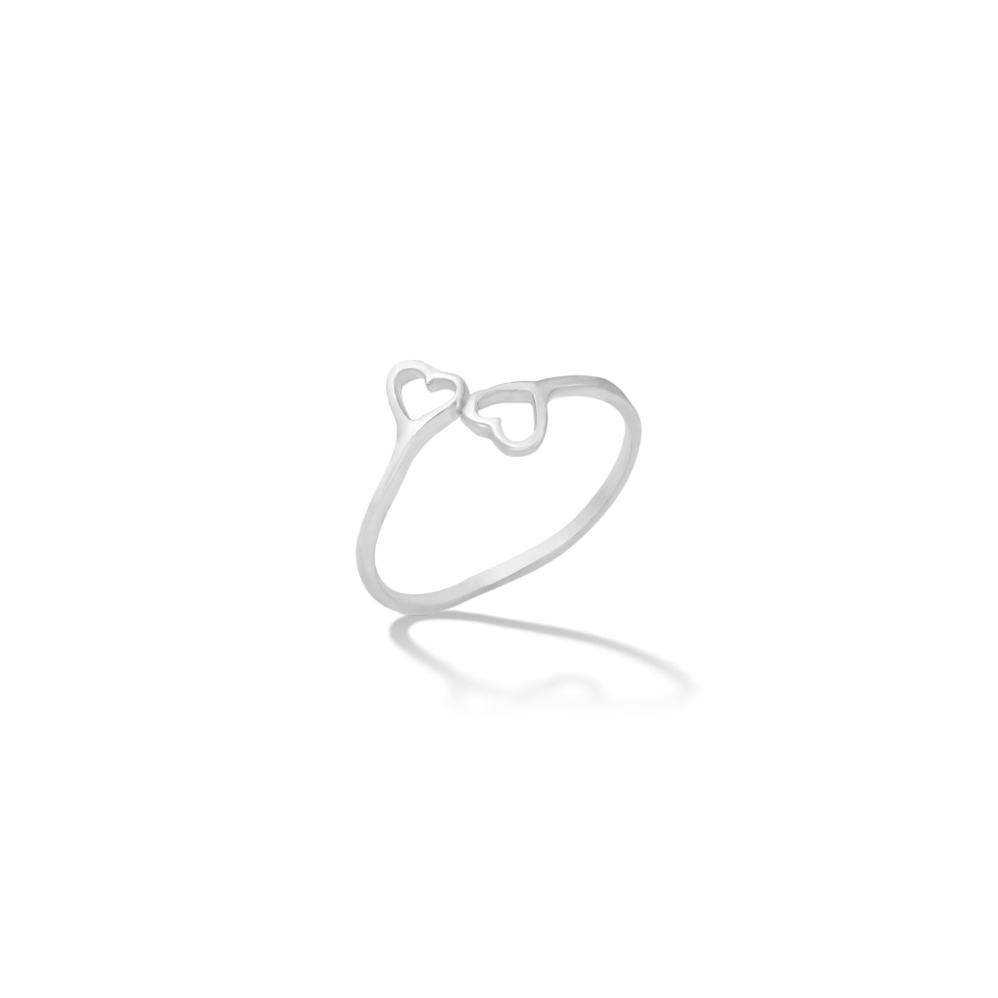 925 Sterling Silver Double Heart Ring – Minimalist Romantic Design