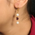 Elegant Natural Pearl & Garnet Drop Earrings – Natural Gemstone Jewelry for Love, Wisdom & Grace