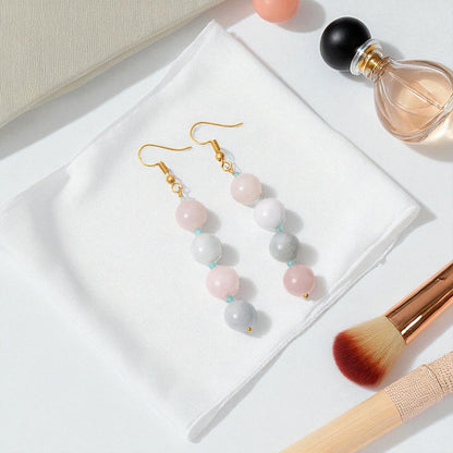 Elegant Natural Multi Aquamarine Beaded Drop Earrings – Natural Gemstone Jewelry for Calm & Confidence