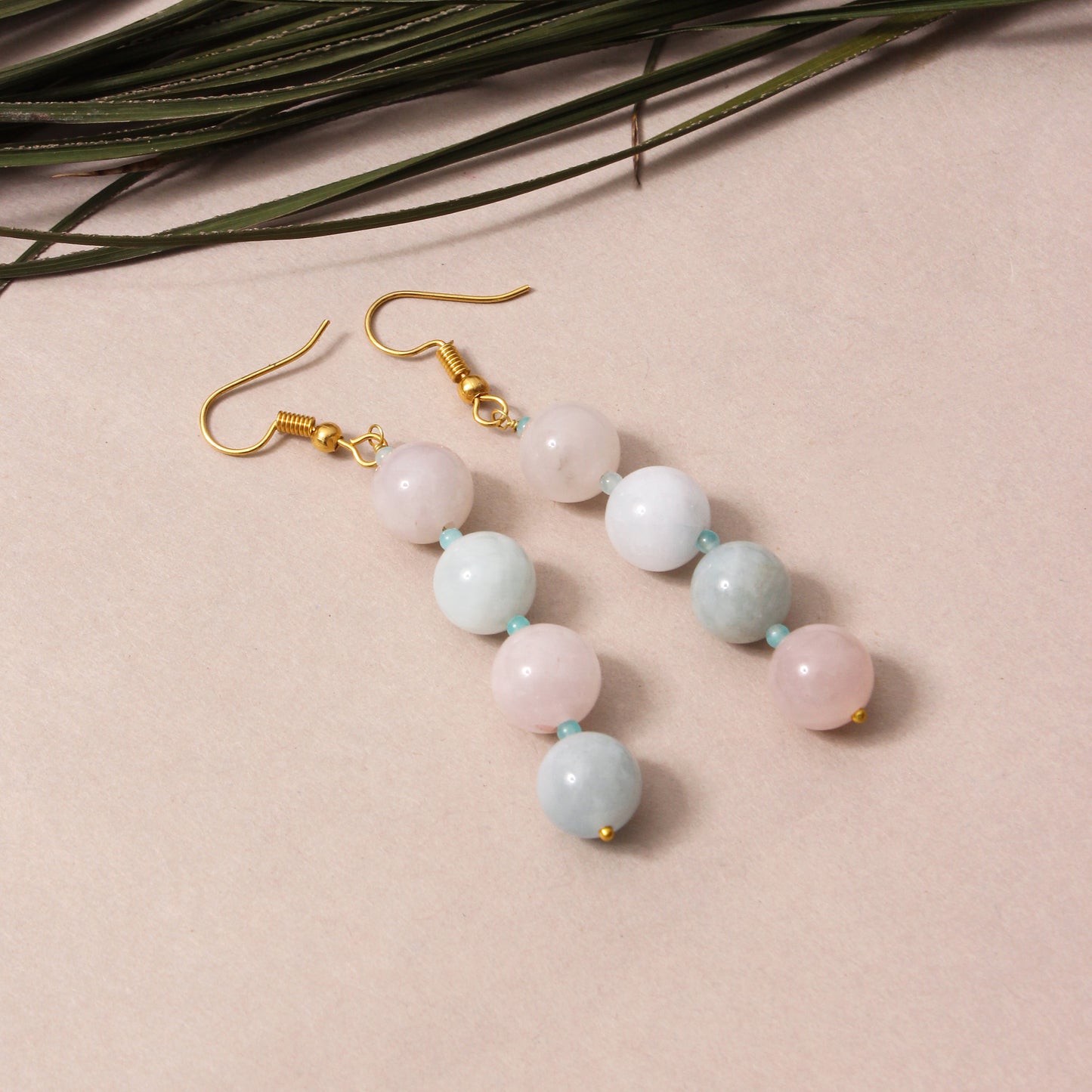 Elegant Natural Multi Aquamarine Beaded Drop Earrings – Natural Gemstone Jewelry for Calm & Confidence