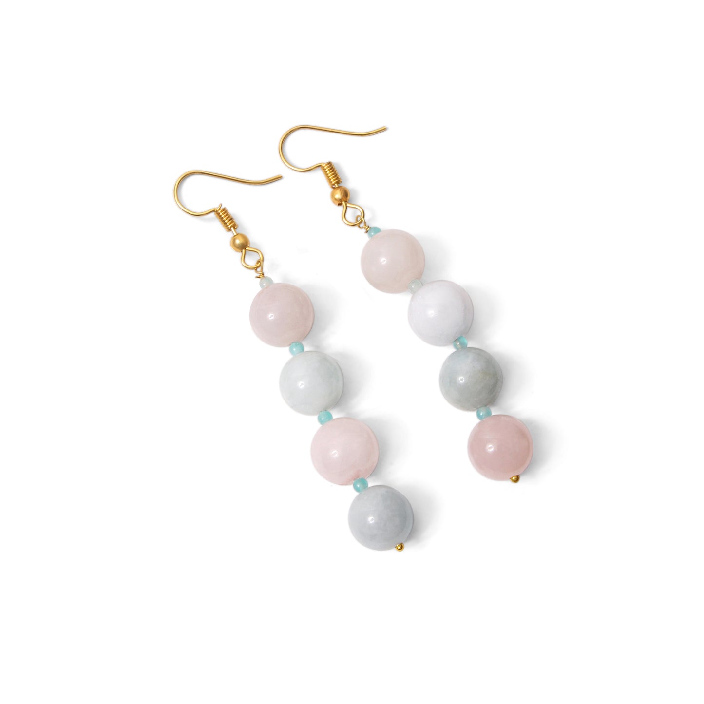 Elegant Natural Multi Aquamarine Beaded Drop Earrings – Natural Gemstone Jewelry for Calm & Confidence