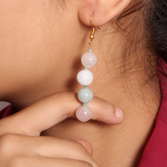 Elegant Natural Multi Aquamarine Beaded Drop Earrings – Natural Gemstone Jewelry for Calm & Confidence