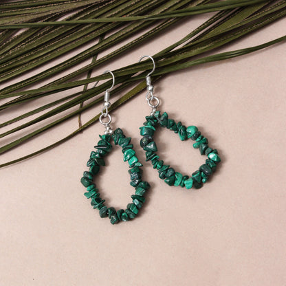 Handmade Natural Malachite Chip Stone Dangle Earrings – Natural Healing Crystal Jewelry