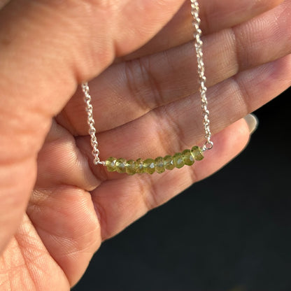 Stackable Bar Green Peridot Necklace,