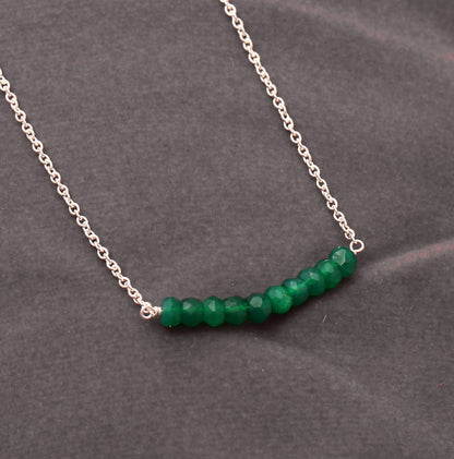 Bar Green Onyx Necklace, Crystal Necklace