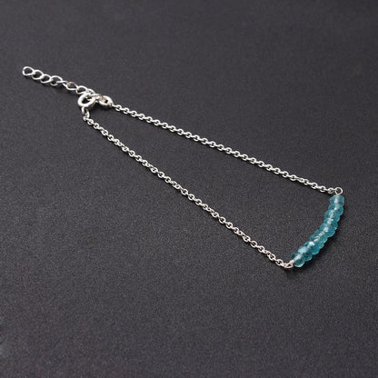 Natural Blue Apatite Bracelet, 925 Silver Bar Bracelet,