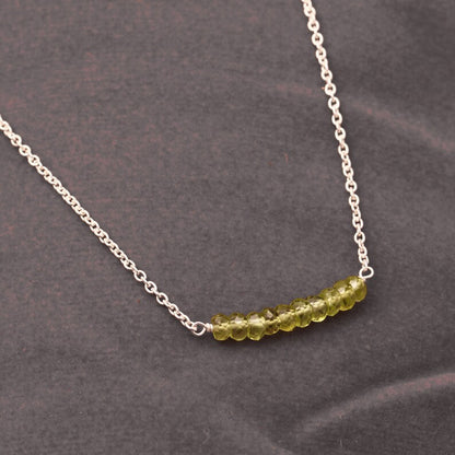 Stackable Bar Green Peridot Necklace,