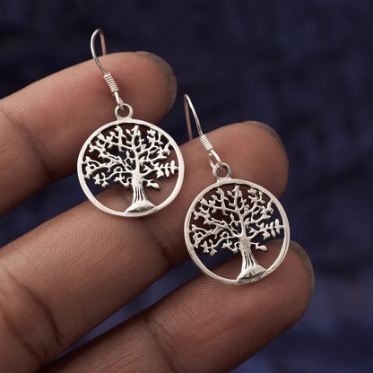 Natural Sterling Silver Circle of Life Earring