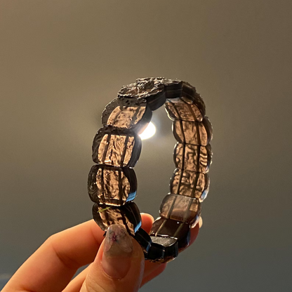 Natural Raw Cintamani Saffordite Bangle Bracelet – Powerful Spiritual Protection & Ascension Stone