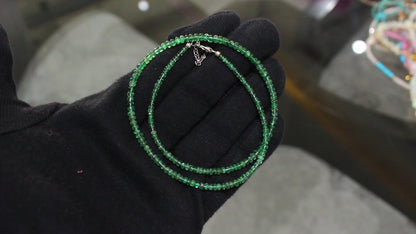 Natural Emerald Smooth Rondelle Bead Necklace (2.5–4 mm) – Heart Chakra Healing & Prosperity