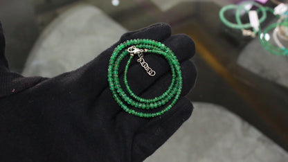 Genuine Natural Emerald Rondelle Bead Necklace (2–4 mm) – Handmade Gemstone Jewelry