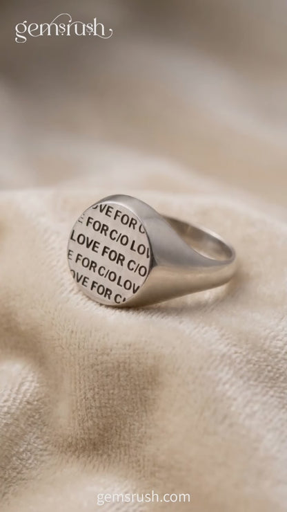 For Love Ring - Men's Signet Silver Ring ( 9 1/2 Us Ring Size )