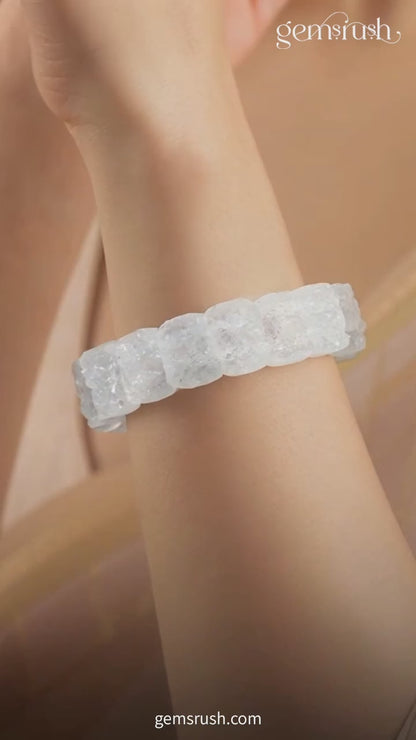 Natural Raw Clear Quartz Crystal Bracelet – Natural Healing & Energy Amplifying Stone Jewelry