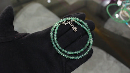 Natural Emerald 4–5 mm Smooth Rondelle Beaded Necklace – Elegant Green Gemstone Strand for Prosperity & Heart Healing