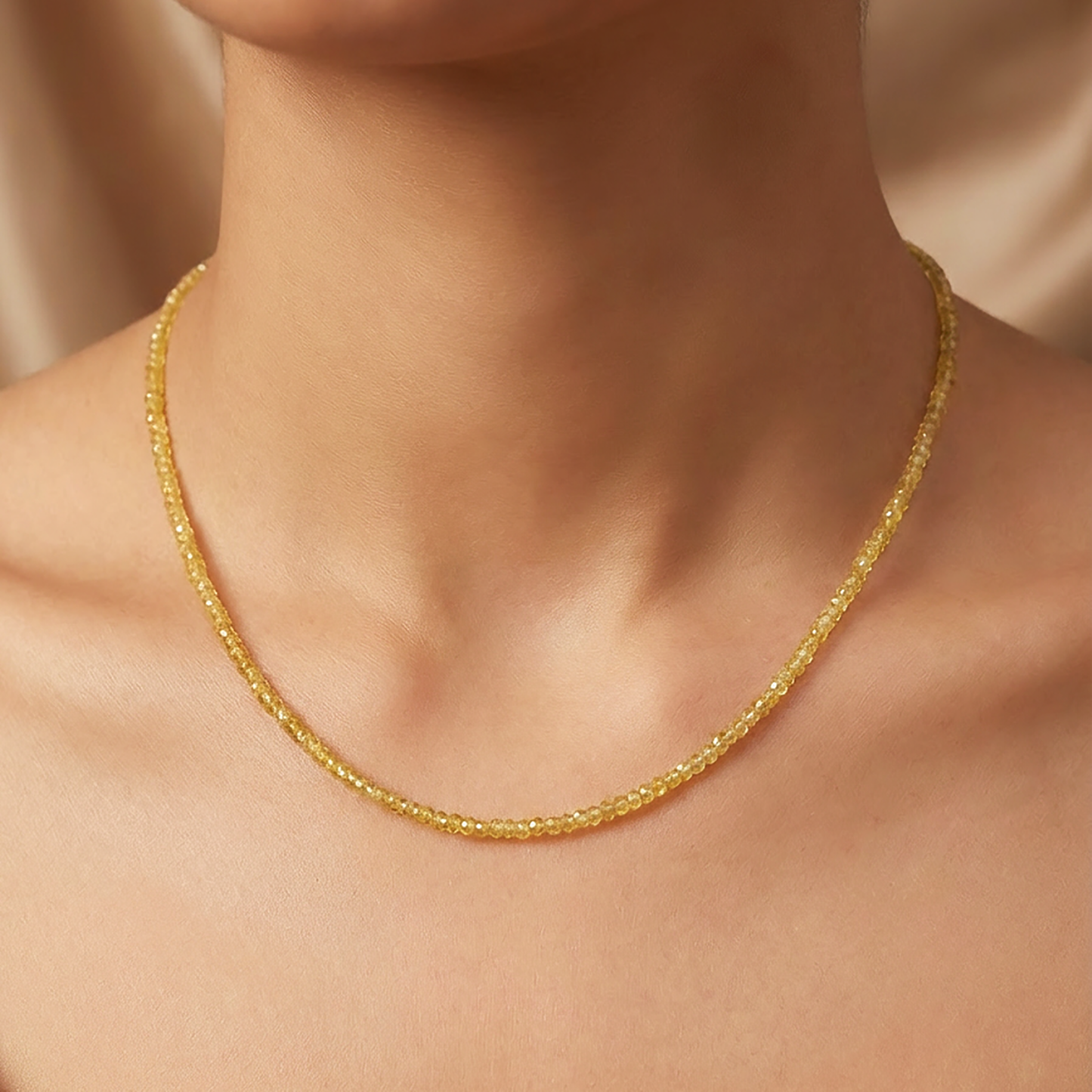 natural yellow sapphire minimalist gemstone necklace