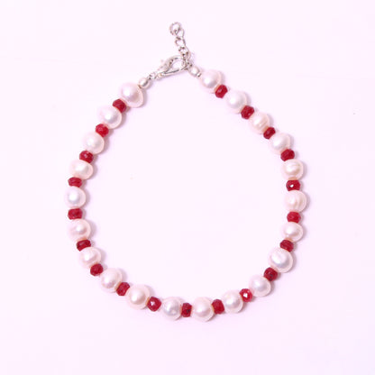 gemstone beaded sterling silver bracelet white background