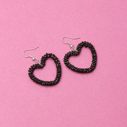 Black Spinel Heart Shape Earring