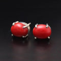 Red Coral 925 Sterling Silver Stud Earring