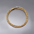 Golden Pyrite Beaded Silver Necklace