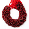 4 mm Red Garnet Faceted Round Beads Strand, Length 12.5 Inches,1 strand