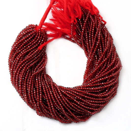 4 mm Red Garnet Faceted Round Beads Strand, Length 12.5 Inches GemsRush