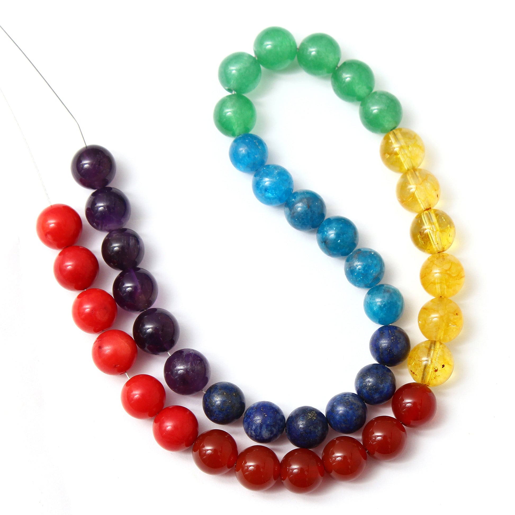 7 Chakra Stone Beads, 8 mm Amethyst Lapis Lazuli Apatite Aventurine Citrine Carnelian Coral Healing Crystal Beads GemsRush