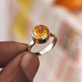 925 Sterling Silver Citrine Ring, November Birthstone Ring