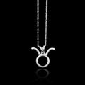 925 Sterling Silver TAURUS Symbol Charm Necklace, Zodiac Family Jewelry