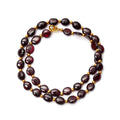 Natural Garnet Smooth Beaded Silver Necklace