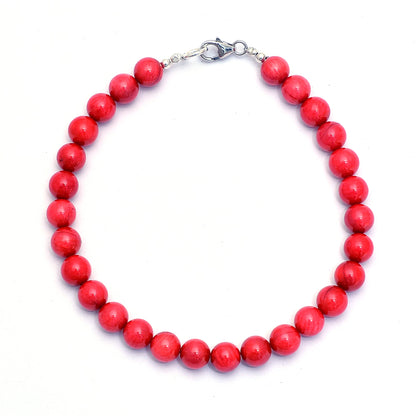 AAA Red Coral Gemstone Silver Bracelet GemsRush