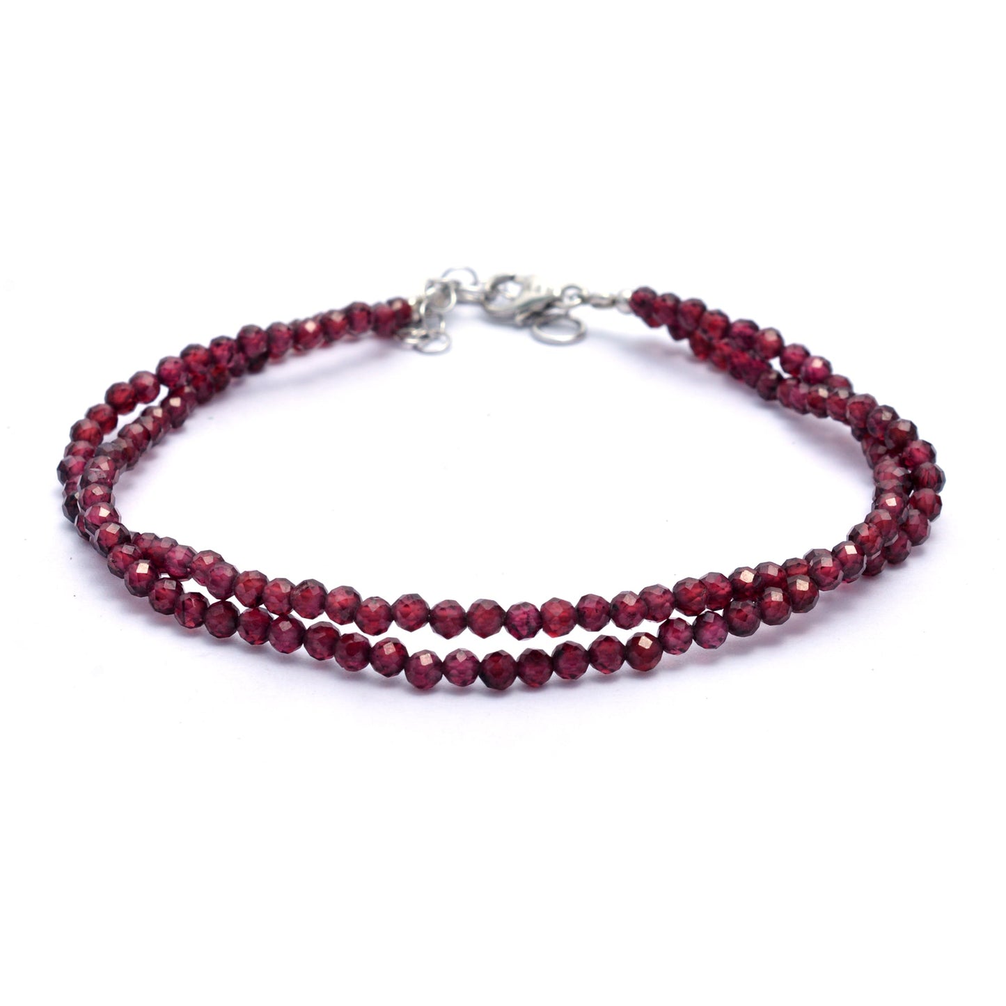 Red Rhodolite Garnet Gemstone 8" Micro Cut Balls Bracelet With Sterling Silver lock