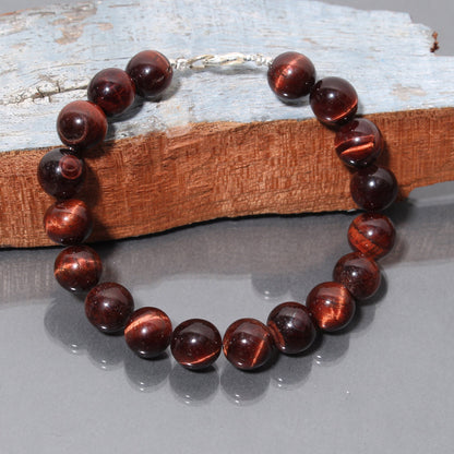 red tiger eye round beads gemstone bracelet 10mm