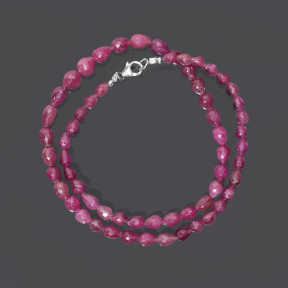 Mesmerizing Ruby Gemstone Drop Briolette Shape Necklace - Essential Ruby Jewelry