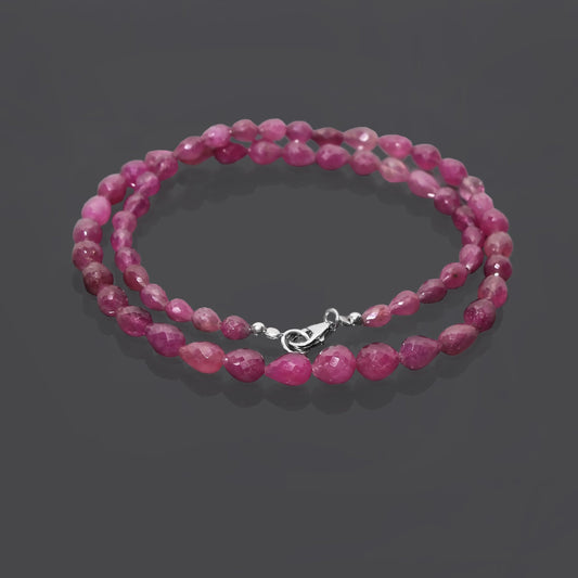 Mesmerizing Ruby Gemstone Drop Briolette Shape Necklace - Essential Ruby Jewelry