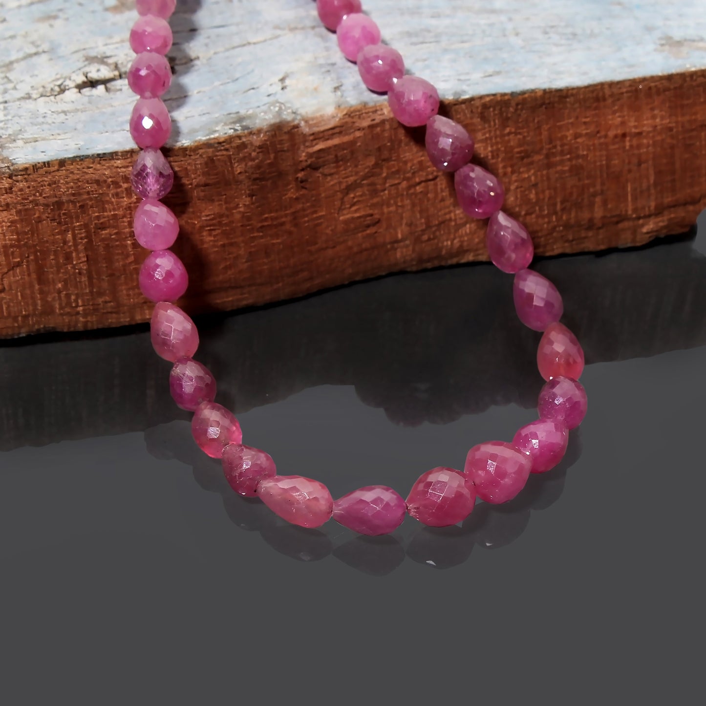 Mesmerizing Ruby Gemstone Drop Briolette Shape Necklace - Essential Ruby Jewelry