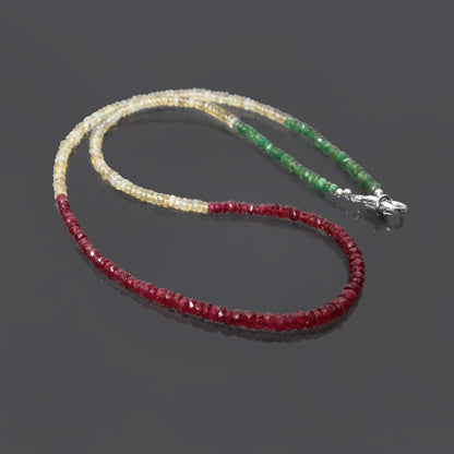 Emerald, Ruby, and Ethiopian Opal Necklace: Multi Stone Cherished Combination