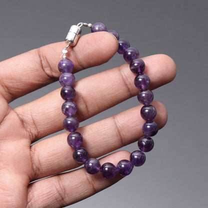 Purple Amethyst Beaded Gemstone Bracelet