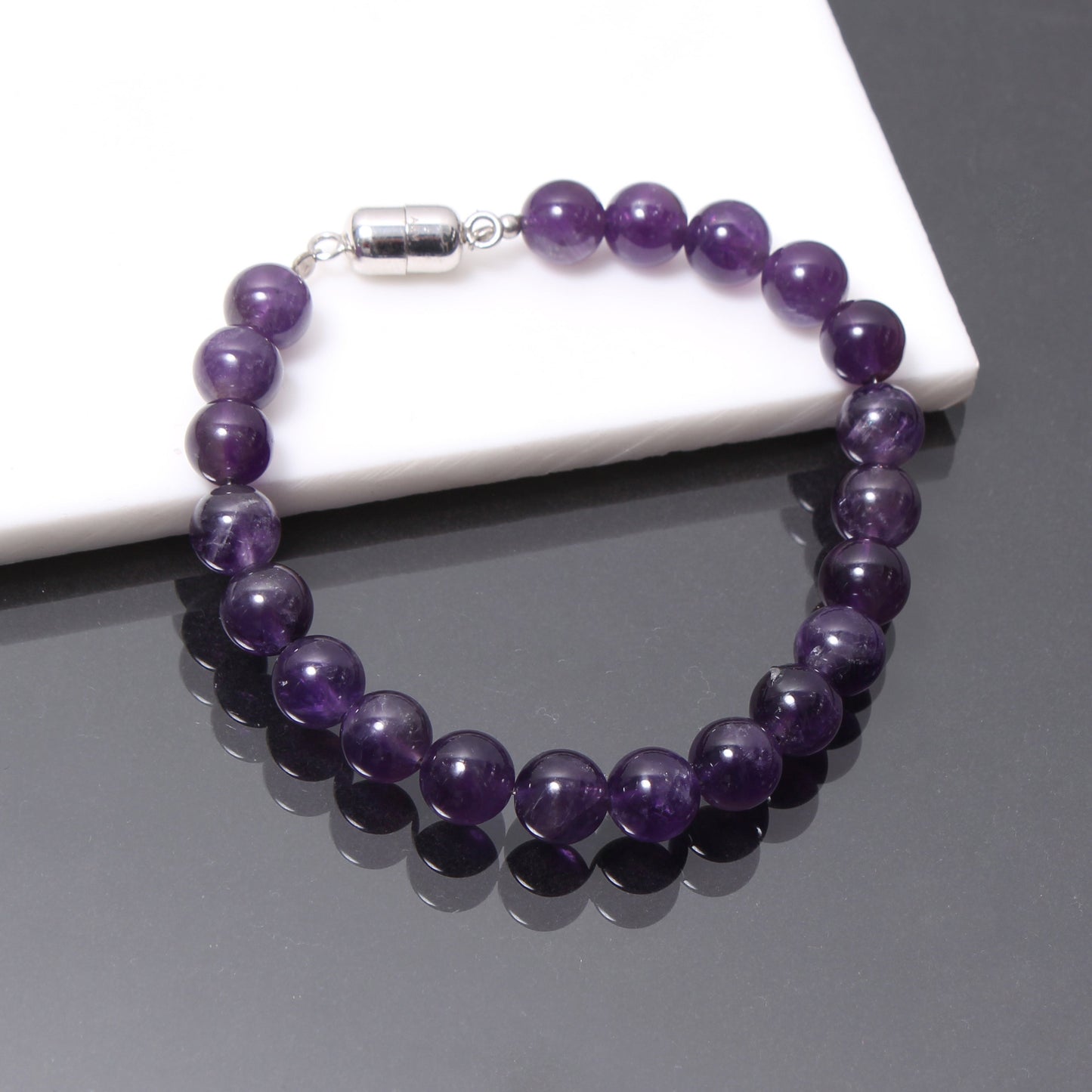 Purple Amethyst Beaded Gemstone Bracelet