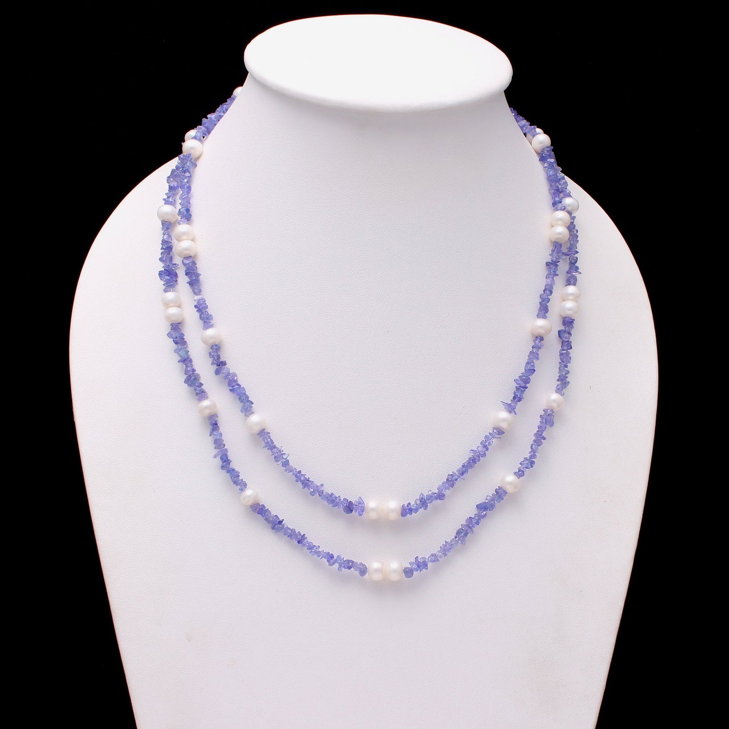 Unique And Luxurious Tanzanite and Pearl Beaded Necklace