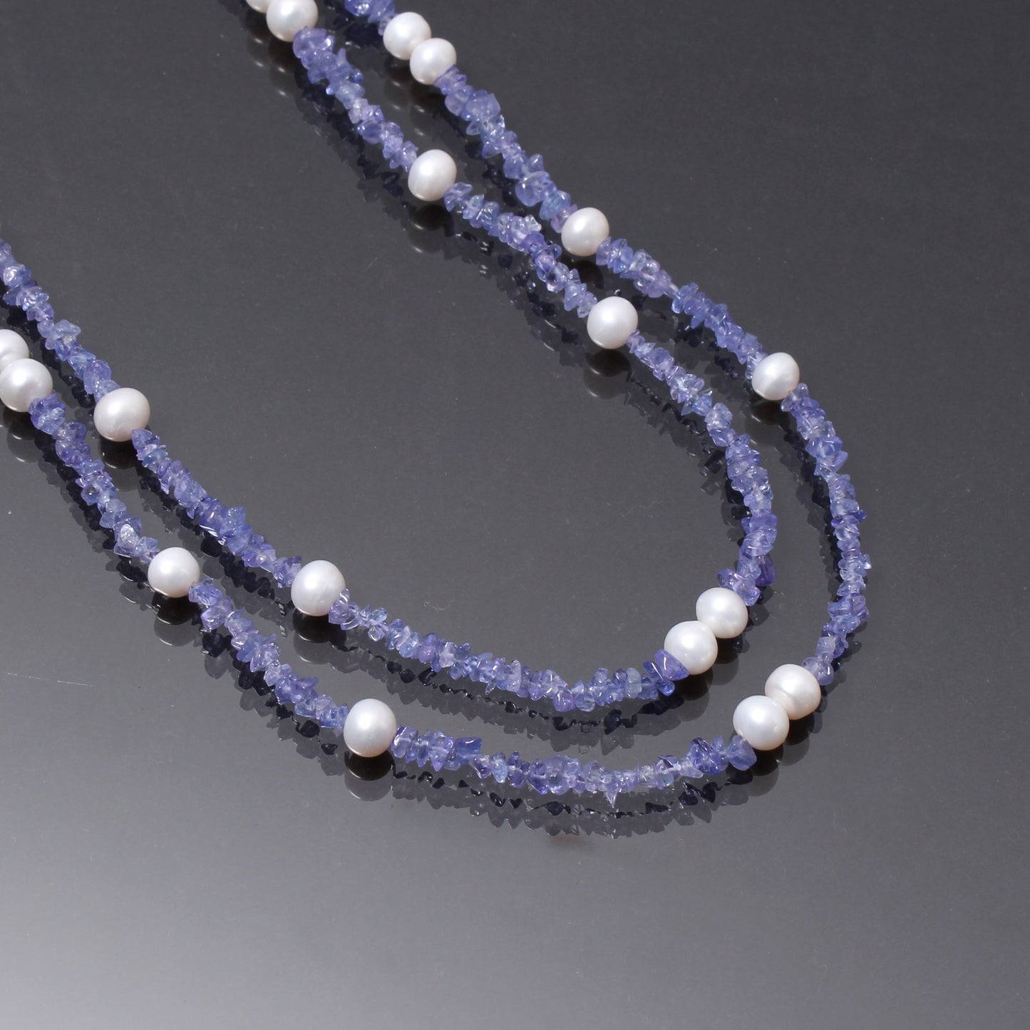 Unique And Luxurious Tanzanite and Pearl Beaded Necklace