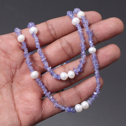 Unique And Luxurious Tanzanite and Pearl Beaded Necklace