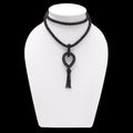 Natural Black Spinel Beaded Mala Necklace with Long Beaded Pendant