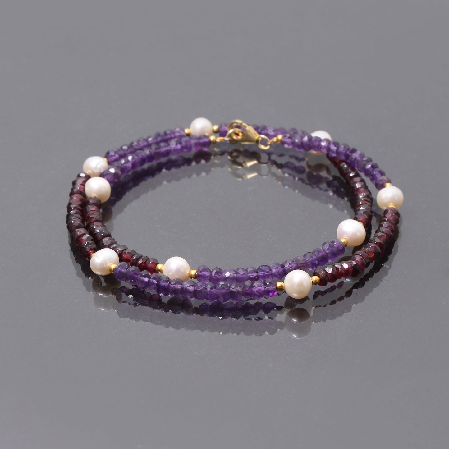 Amethyst and Garnet Beaded Necklace